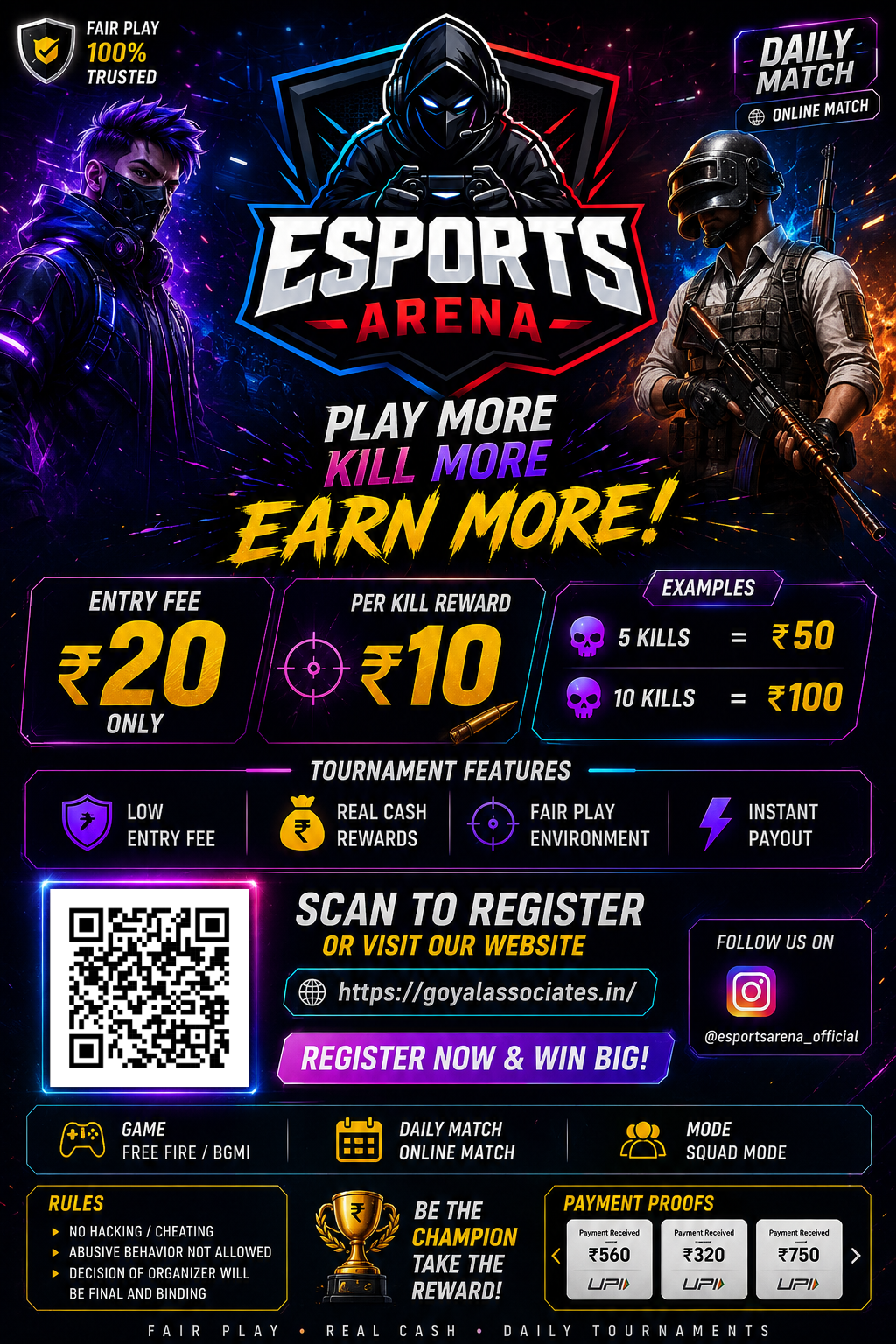 Tournament screen